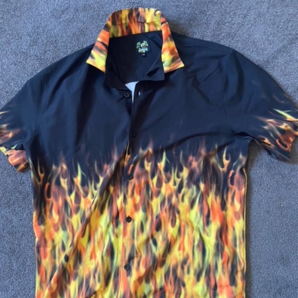 Benny's 2XL Bowling Shirt Flame Theme